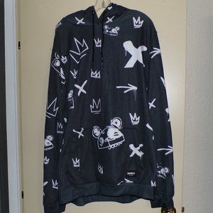 " FRESHOODS " KINGS PATTERN BLACK LONG SLEEVE HOODED SWEATSHIRT